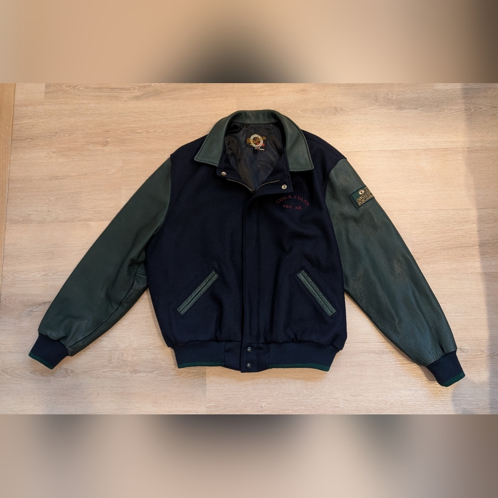 Cockpit USA “Chick Evans Pro-Am” Western Open WGA Leather & Wool Varsity Jacket